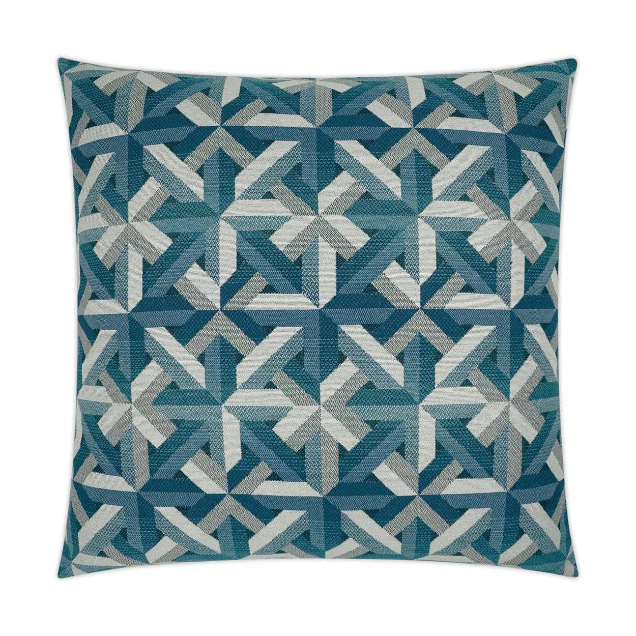 Edifice Sapphire Geometric Blue Large Throw Pillow With Insert