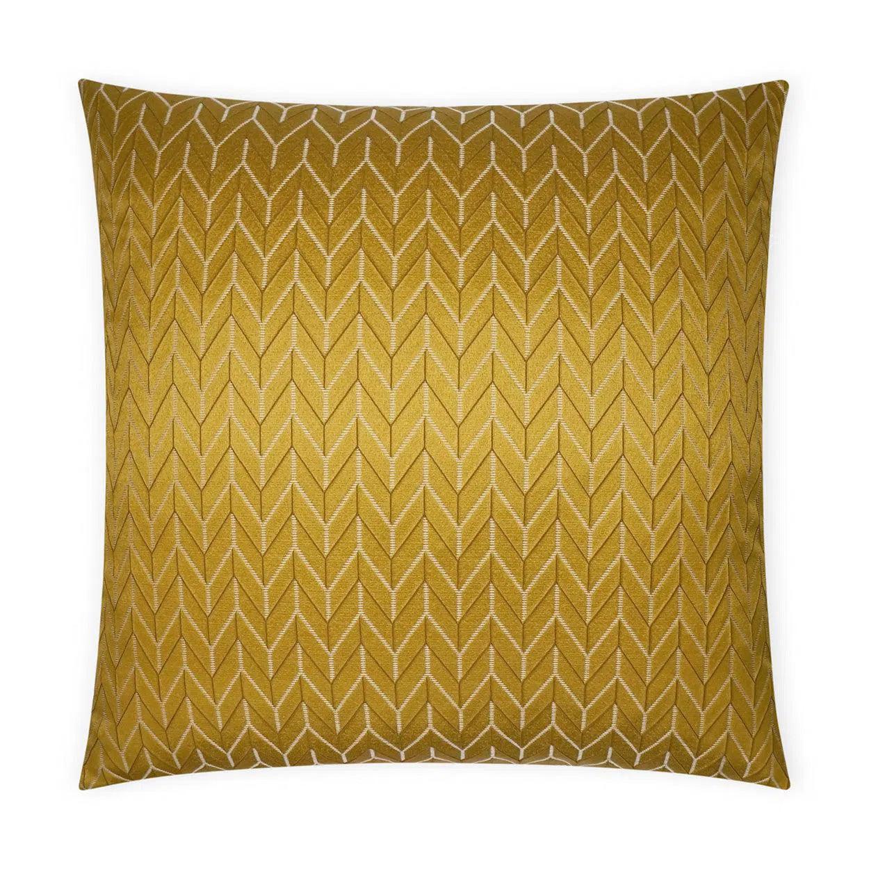 Elodie Gold Chevron Glam Yellow Gold Large Throw Pillow With Insert