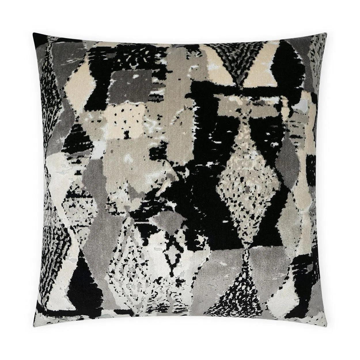 Fez Abstract Black Grey Ivory Large Throw Pillow With Insert