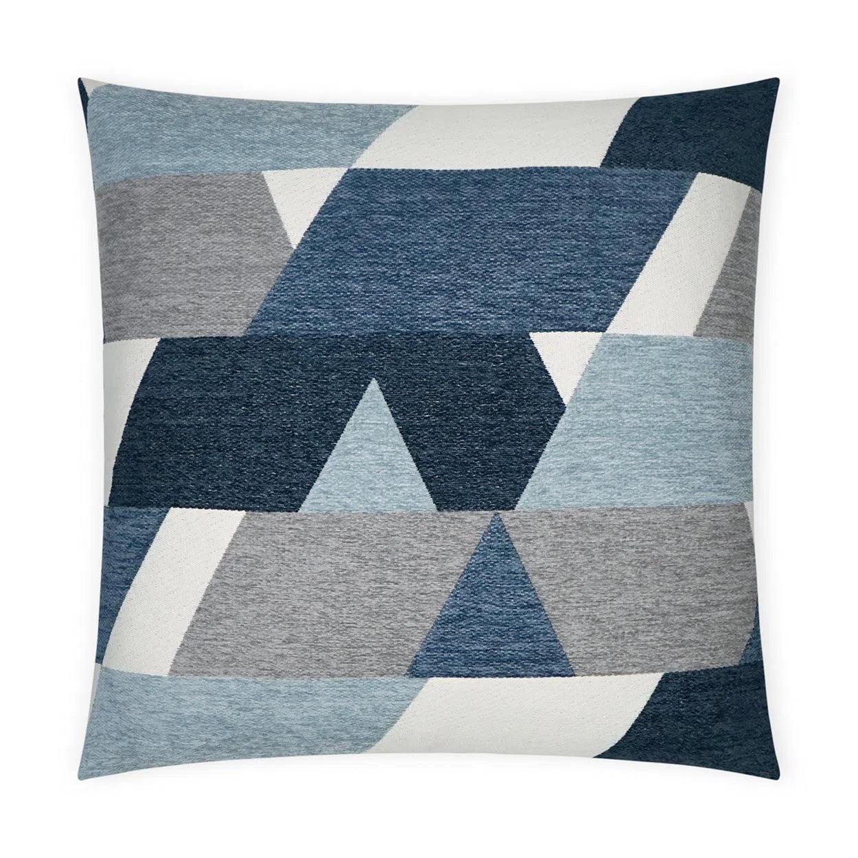 Hooray Ocean Geometric Blue Mist Large Throw Pillow With Insert