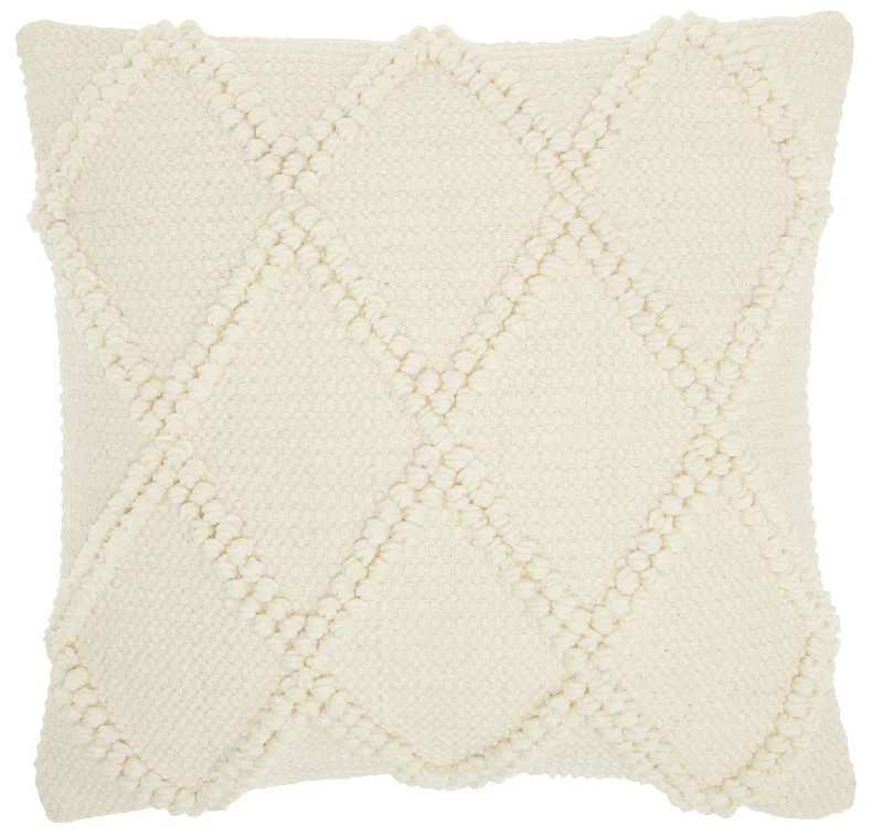 Ivory Textured Lattice Throw Pillow