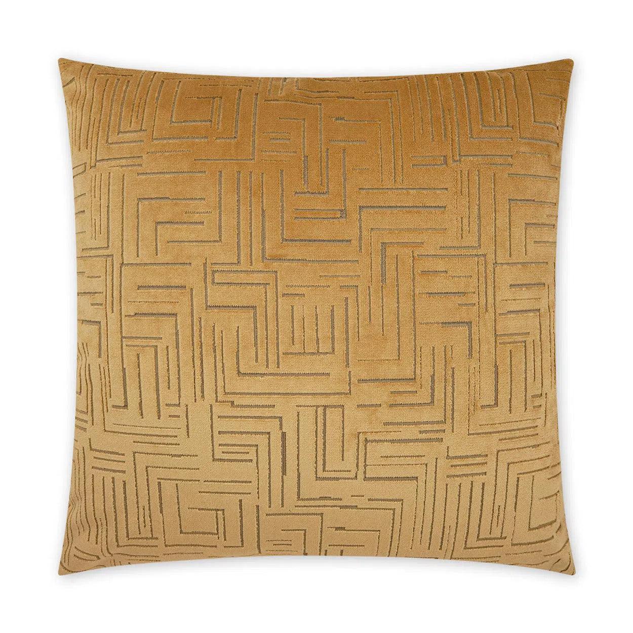 Klint Gold  Geometric Yellow Large Throw Pillow With Insert