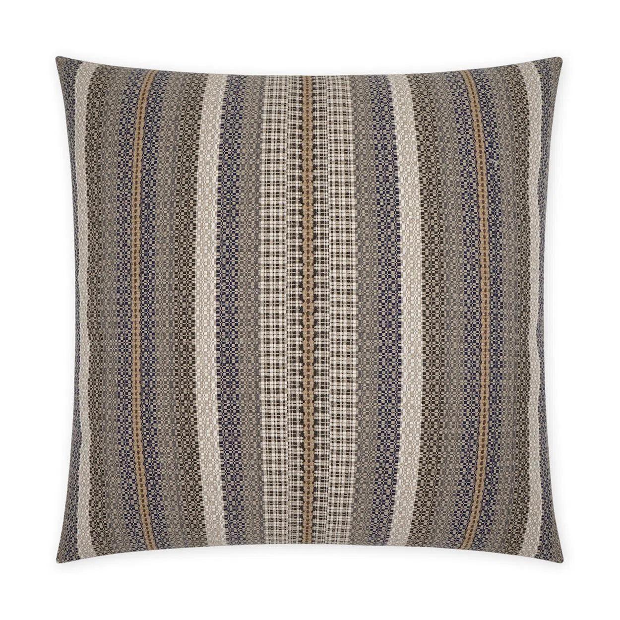 Lalam Stripes Blue Tan Taupe Large Throw Pillow With Insert