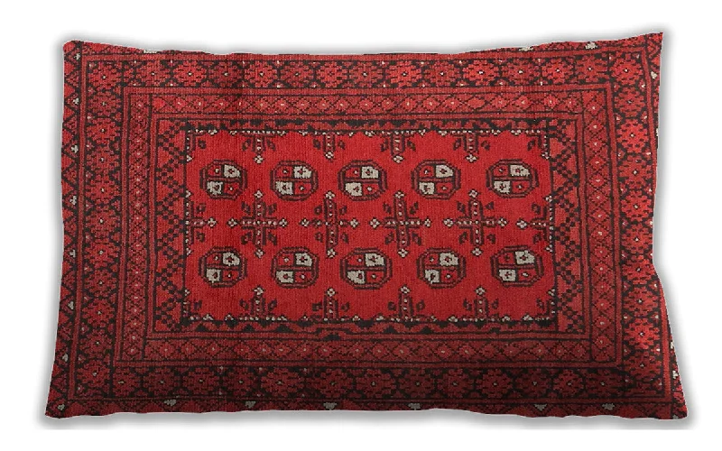 Traditional Classic Indoor Outdoor Rectangular Red Lumbar Throw Pillow, 13 inch by 19 inch, lbtr2691