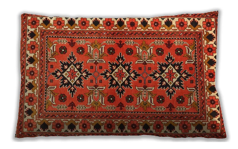 Traditional Classic Indoor Outdoor Rectangular Red Lumbar Throw Pillow, 13 inch by 19 inch, lbtr806