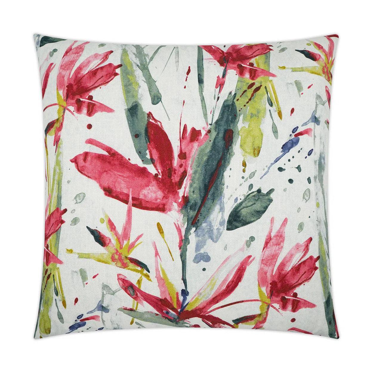 Marlot Fuchsia Beach Floral Fuchsia Green Large Throw Pillow With Insert