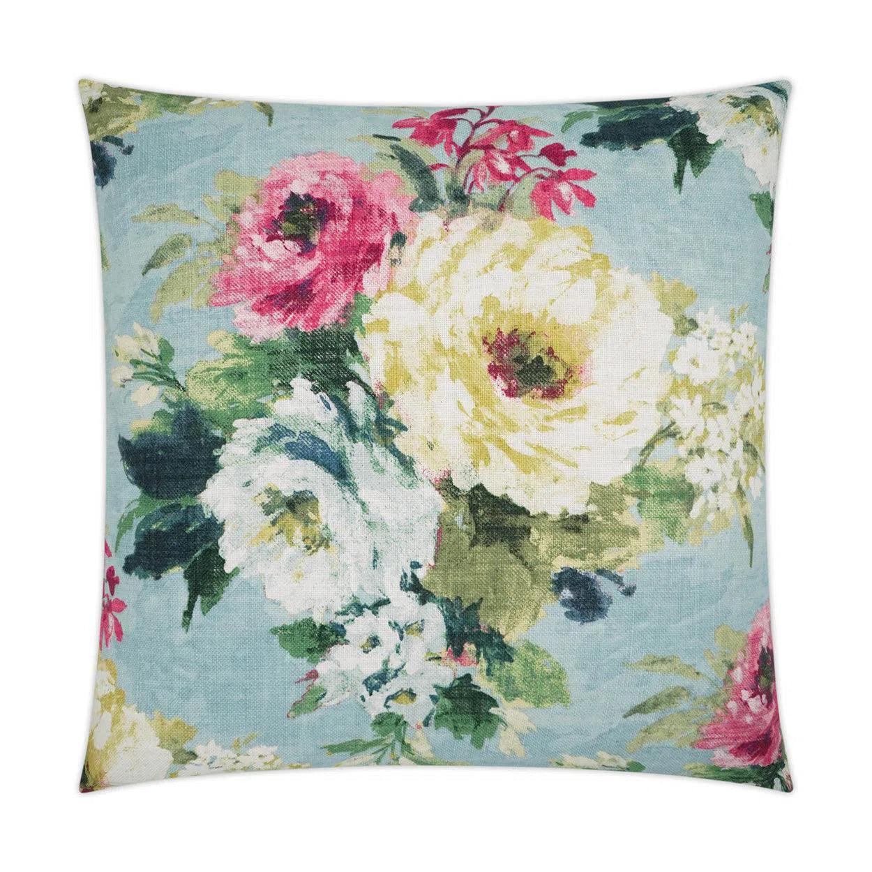 Meraki Traditional Floral Mist Large Throw Pillow With Insert