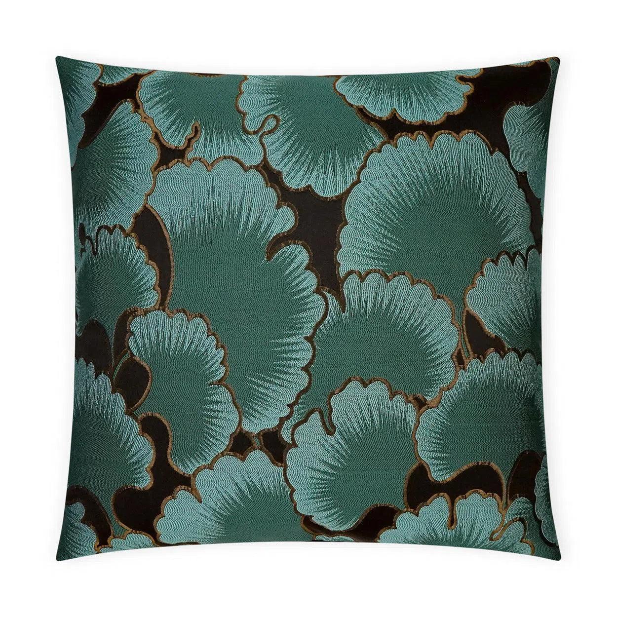 Misha Floral Turquoise Teal Large Throw Pillow With Insert