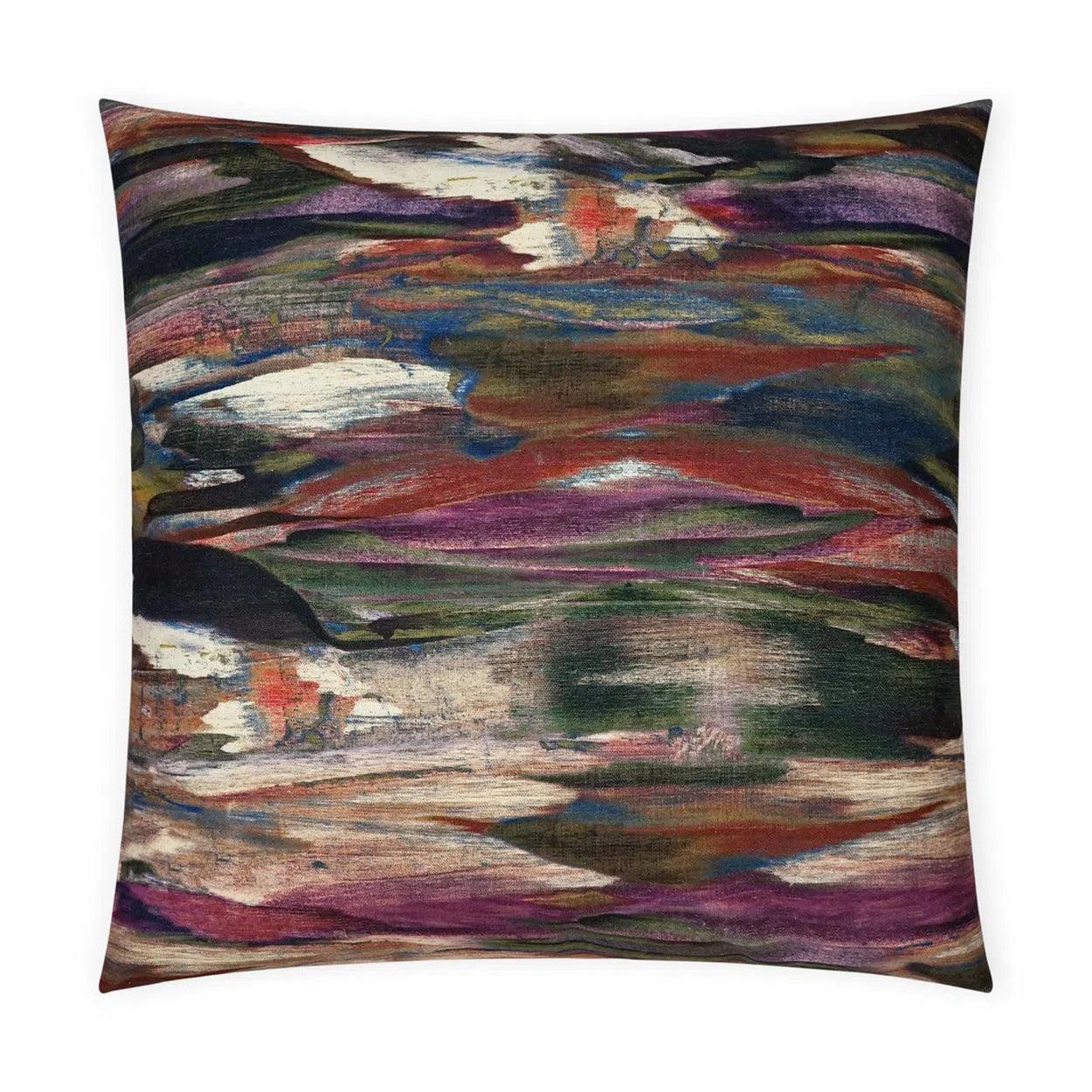 Montreux Plumage Abstract Purple Red Large Throw Pillow With Insert