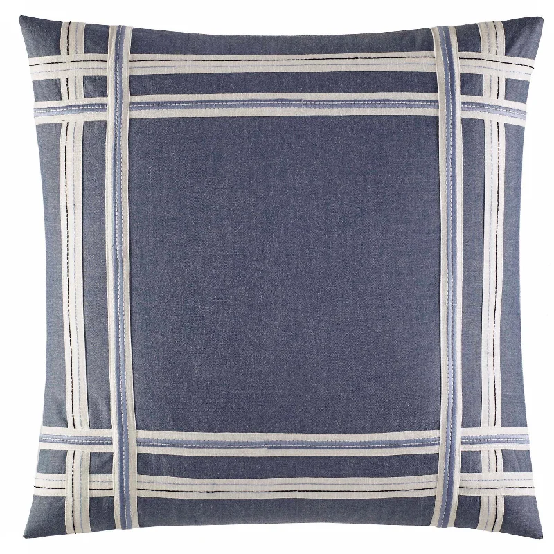 Nautica Fairwater Chambray Taped Applique Throw Pillow