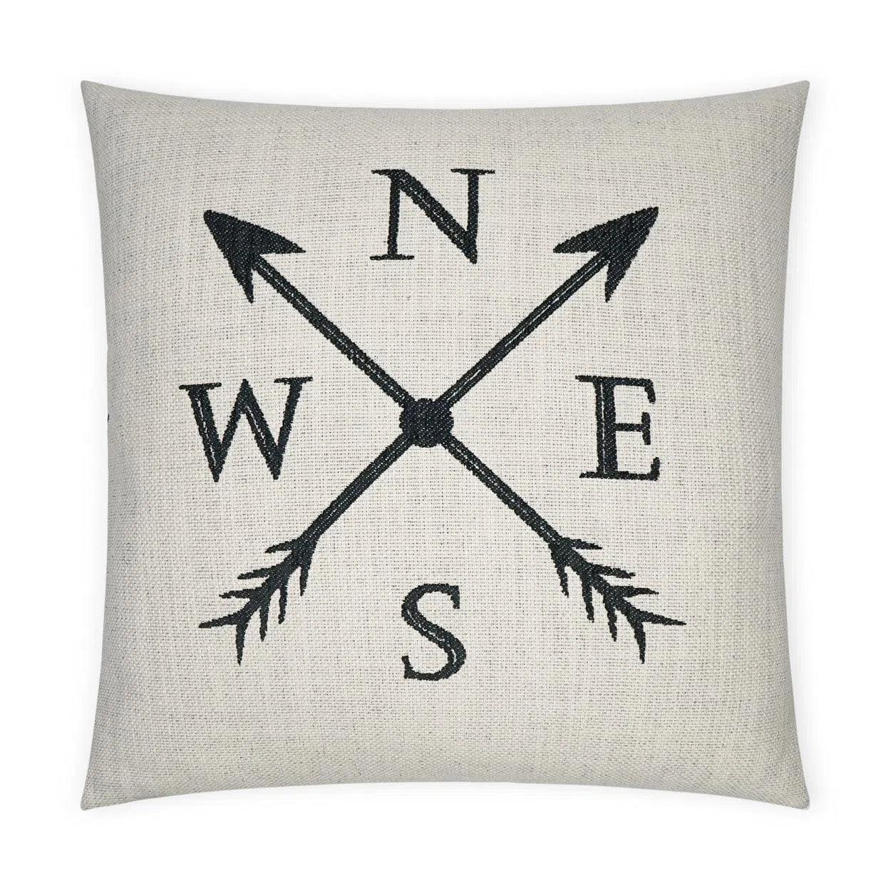 Navigation Novelty Ivory Black Large Throw Pillow With Insert