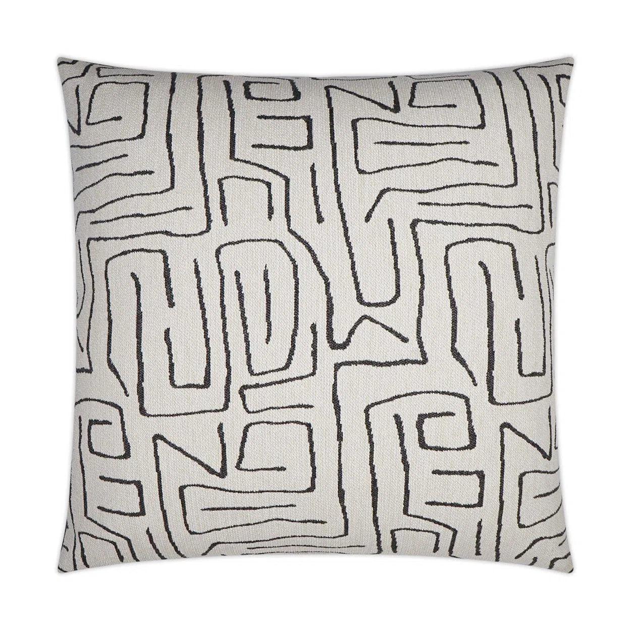 Novato Onyx Abstract White Black Large Throw Pillow With Insert