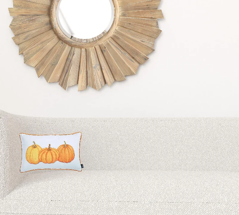 Orange Triple Pumpkin Lumbar Throw Pillow