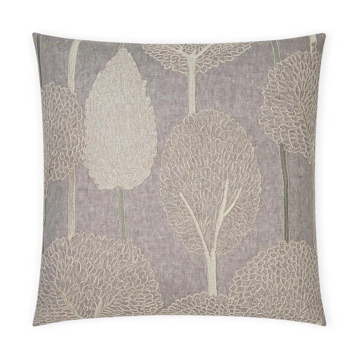 Pando Stone Floral Embroidery Grey Large Throw Pillow With Insert