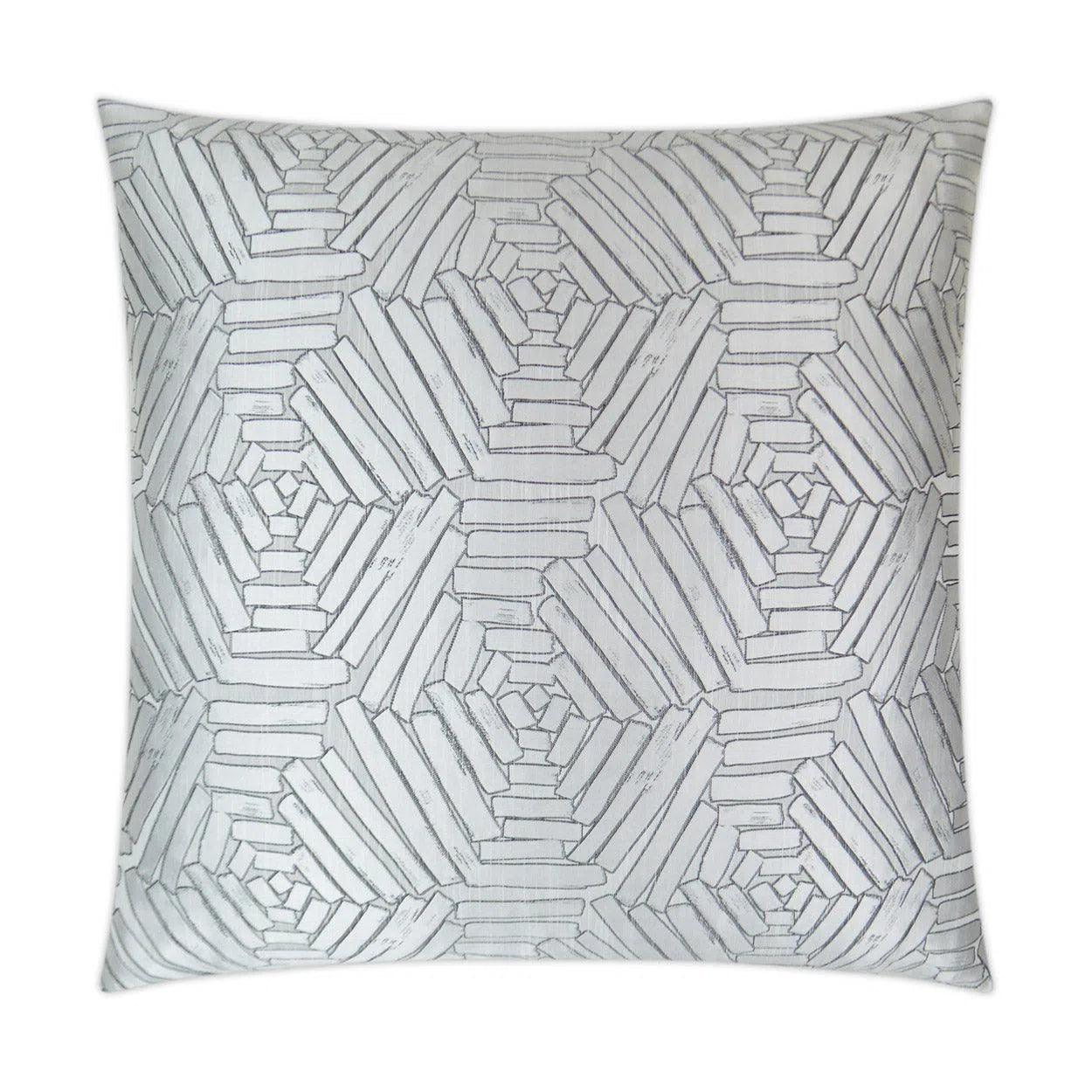 Percy Linen Glam Geometric Silver Large Throw Pillow With Insert