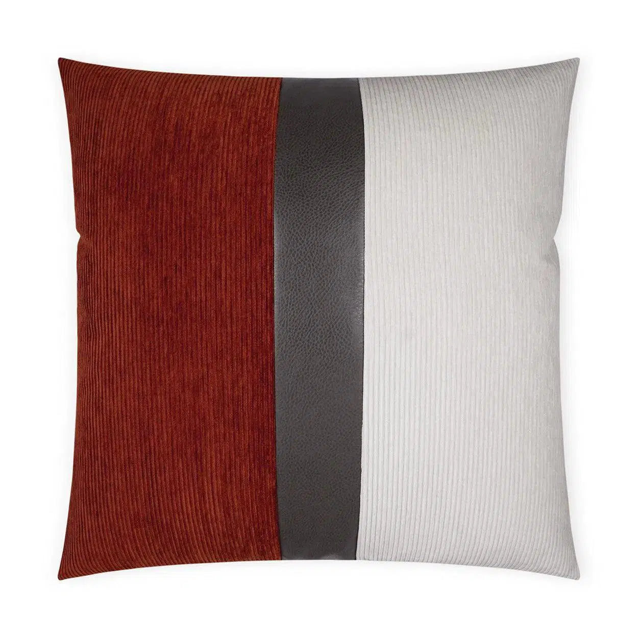 Ridges Band Paprika/Ivory Color Block Band Red Large Throw Pillow With Insert