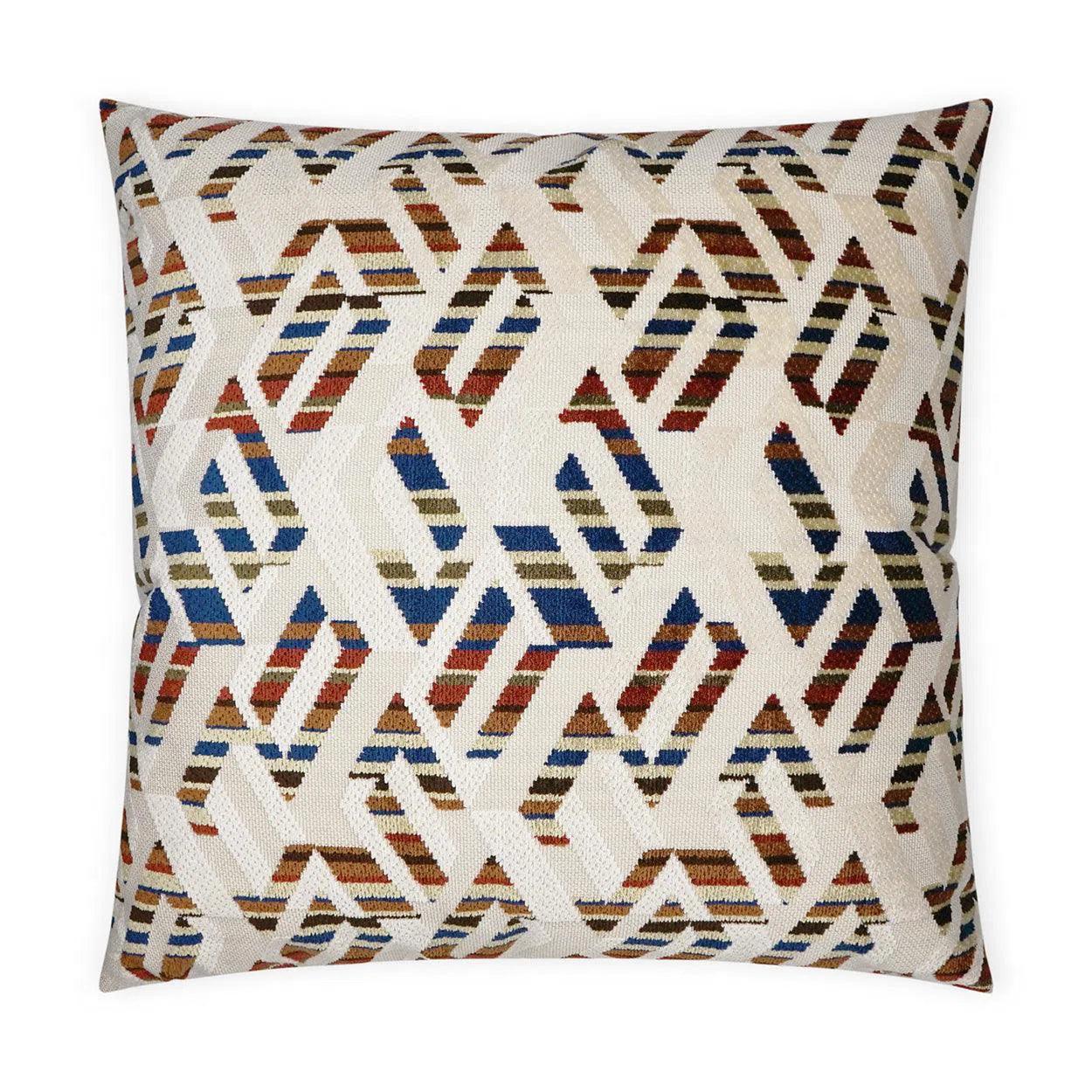 Rubicon Sierra Geometric Blue Red Brown Large Throw Pillow With Insert