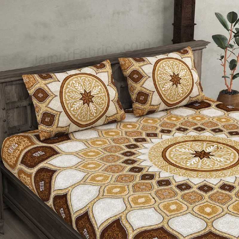 Sacred Shells Brown Cotton Double Bedsheet