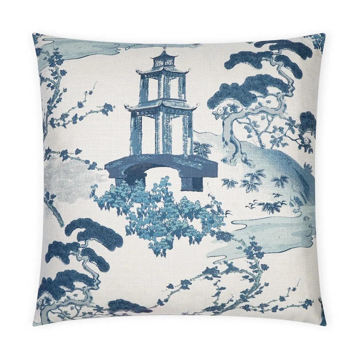 Sakura Indigo Blue Large Throw Pillow With Insert