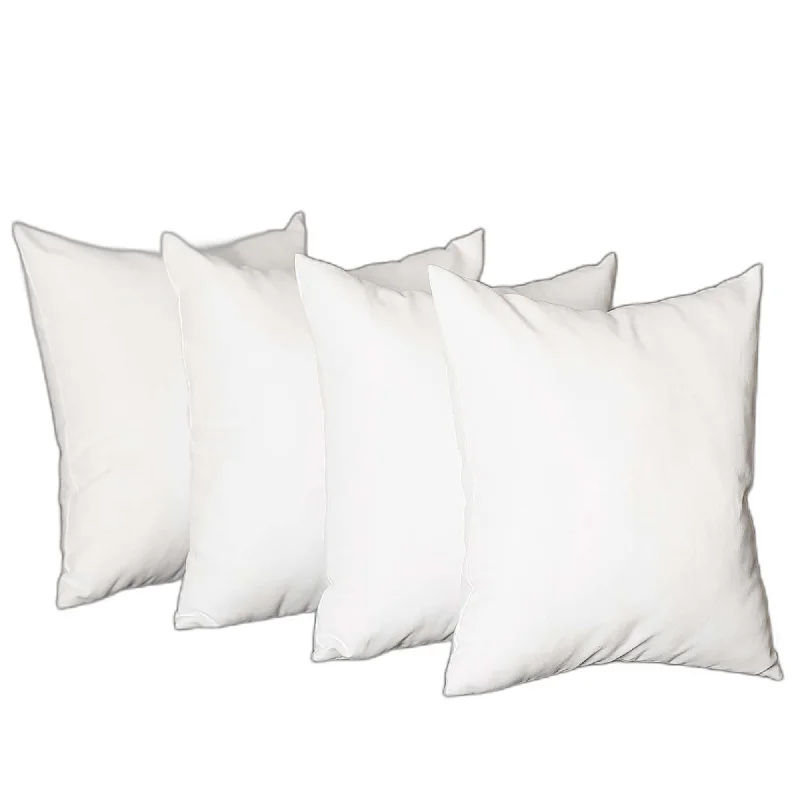 Set Of Four 18" X 18" White Polyester Zippered Pillow Cover