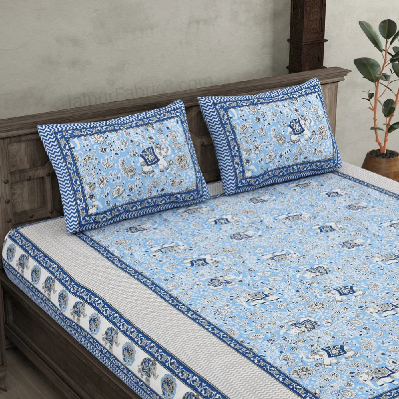 Shubh Arambh Blue Double Bedsheet