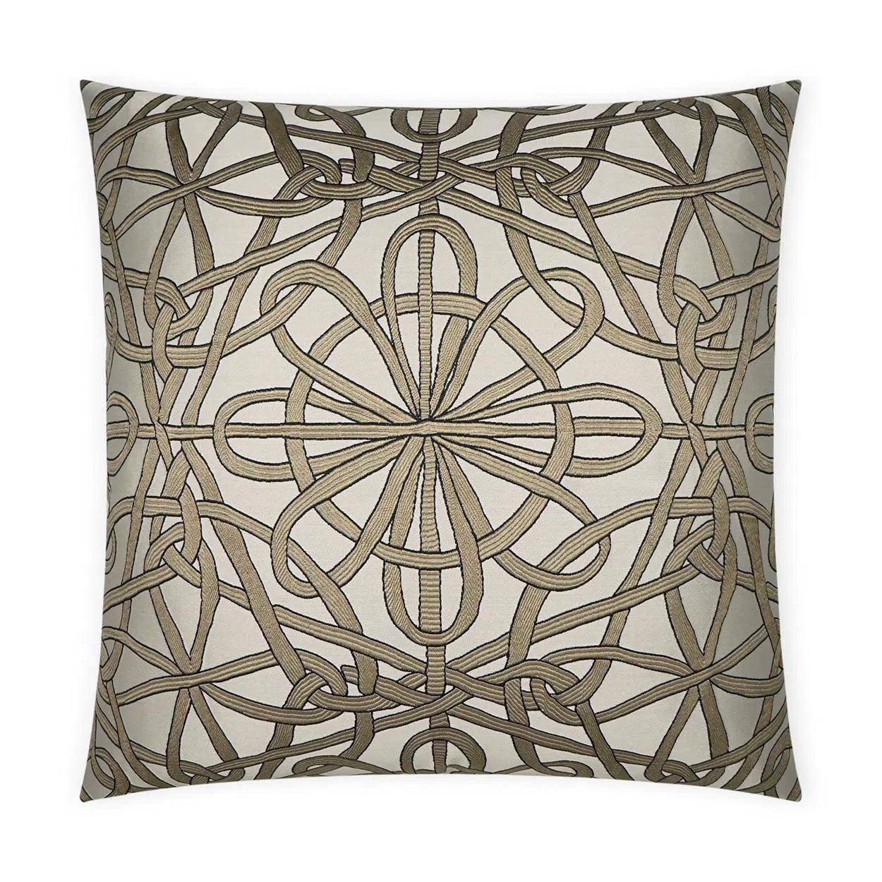 Slip Knot Taupe Ivory Gold Large Throw Pillow With Insert