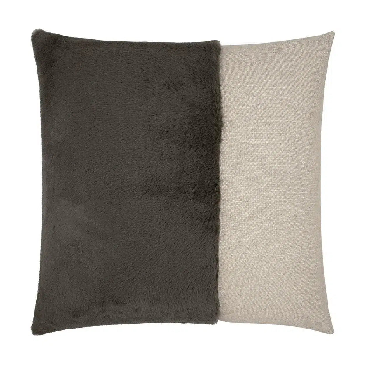 St. Moritz Grey Brown Faux Fur Grey Large Throw Pillow With Insert