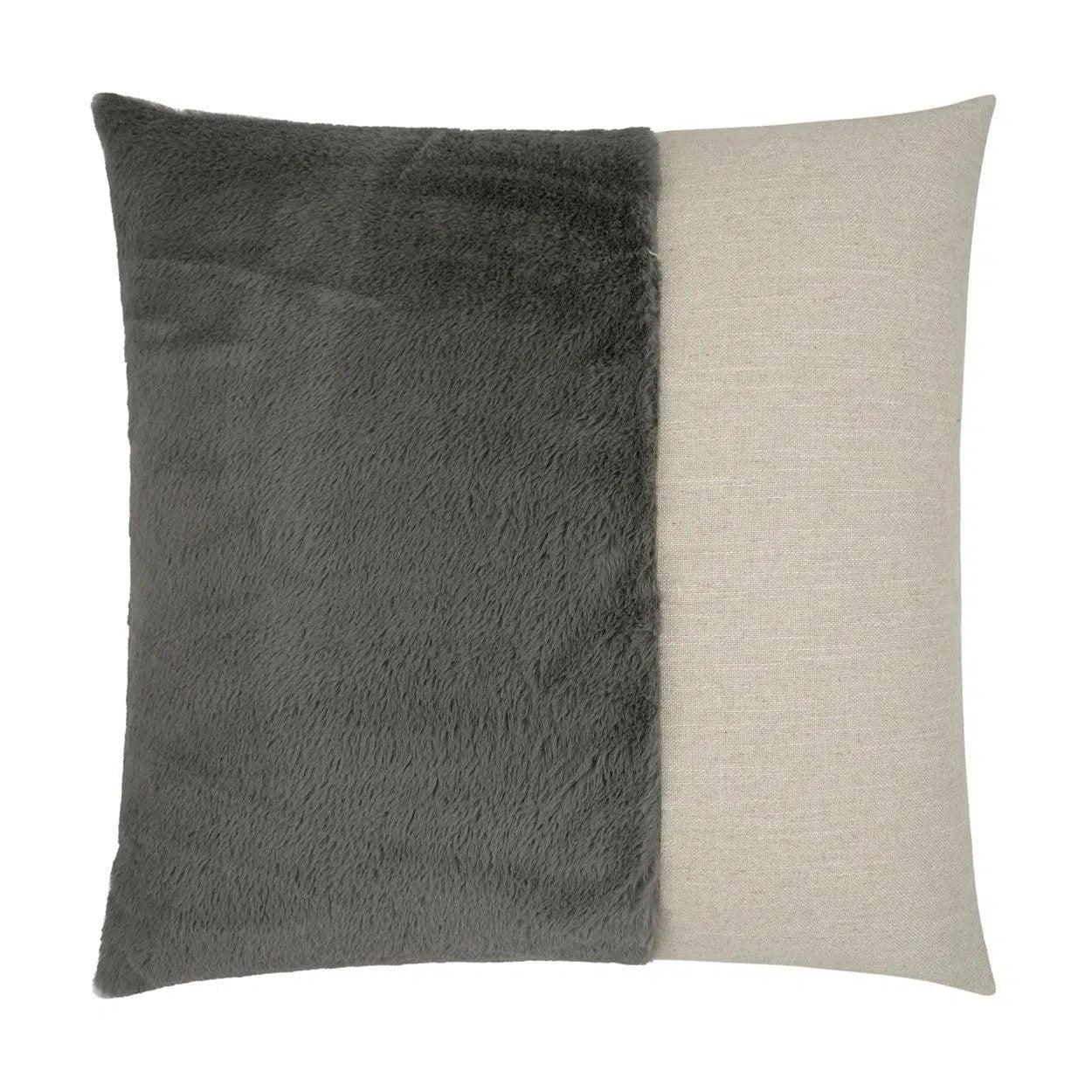 St. Moritz Steel Faux Fur Grey Large Throw Pillow With Insert