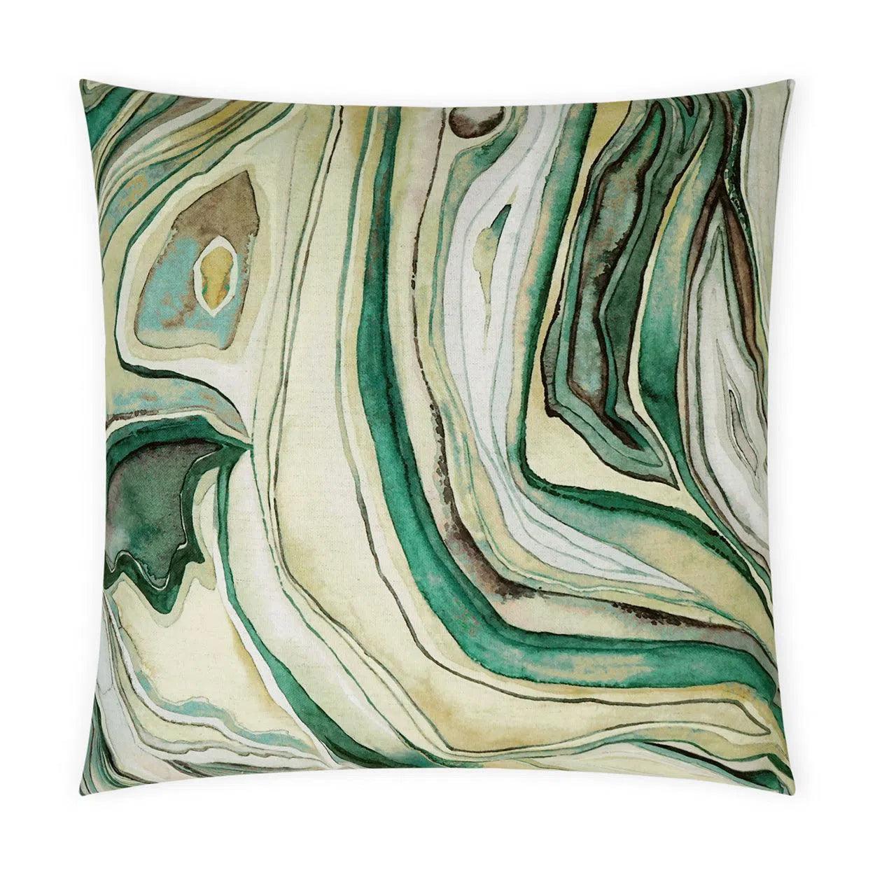 Sumidero Emerald  Abstract Green Large Throw Pillow With Insert