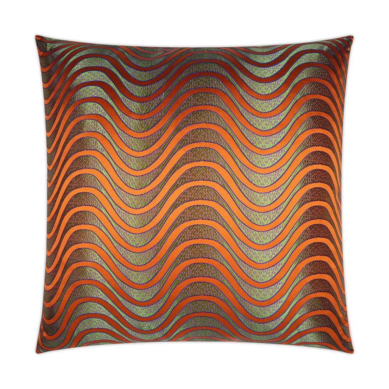 Swell Abstract Orange Multi Color Large Throw Pillow With Insert