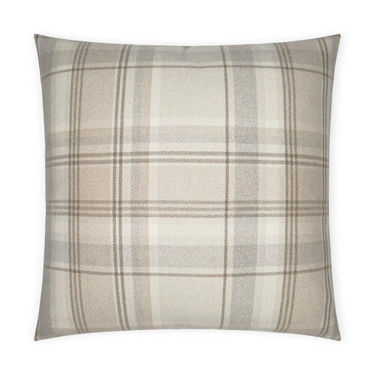 Tartan Buff Plaid Check Tan Taupe Brown Ivory Large Throw Pillow With Insert