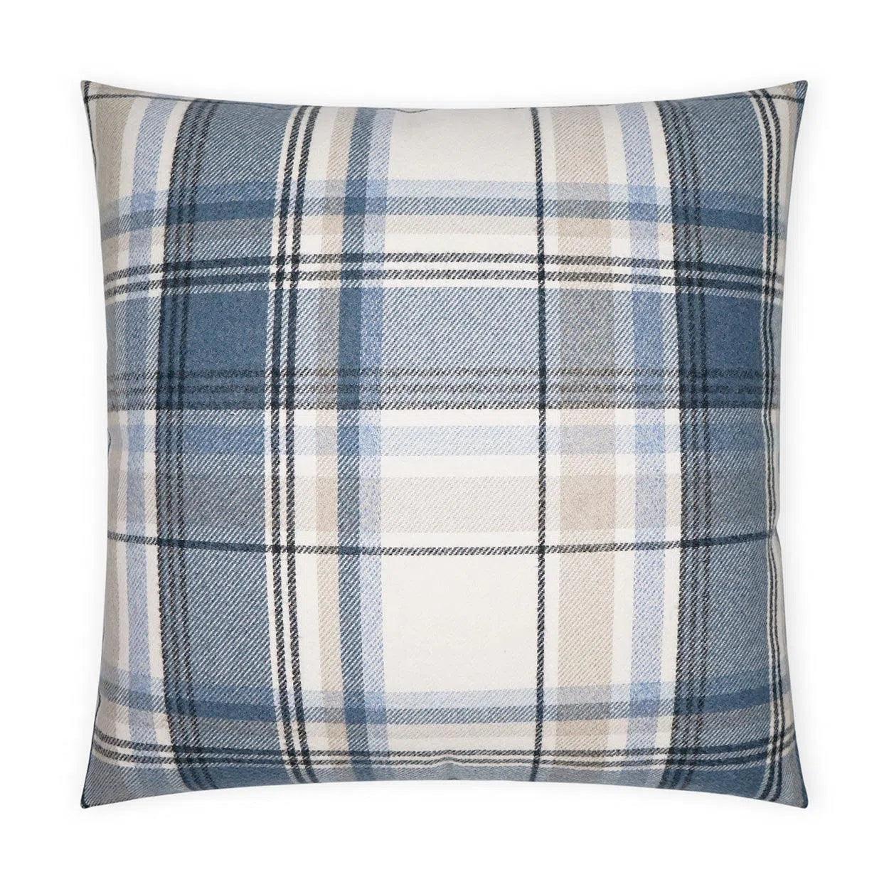 Tartan Navy Plaid Check Navy Large Throw Pillow With Insert