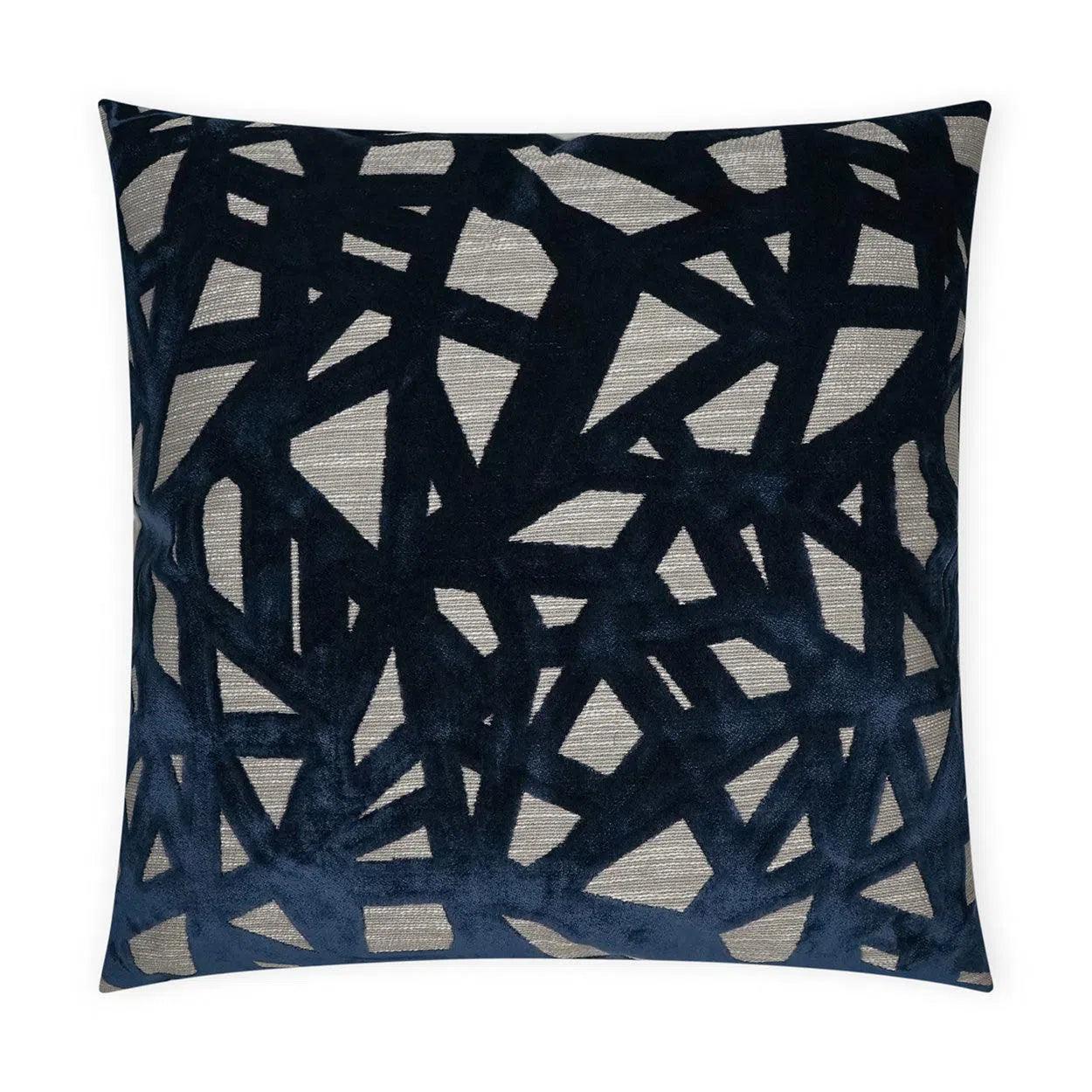 Veleri Indigo Abstract  Navy Large Throw Pillow With Insert