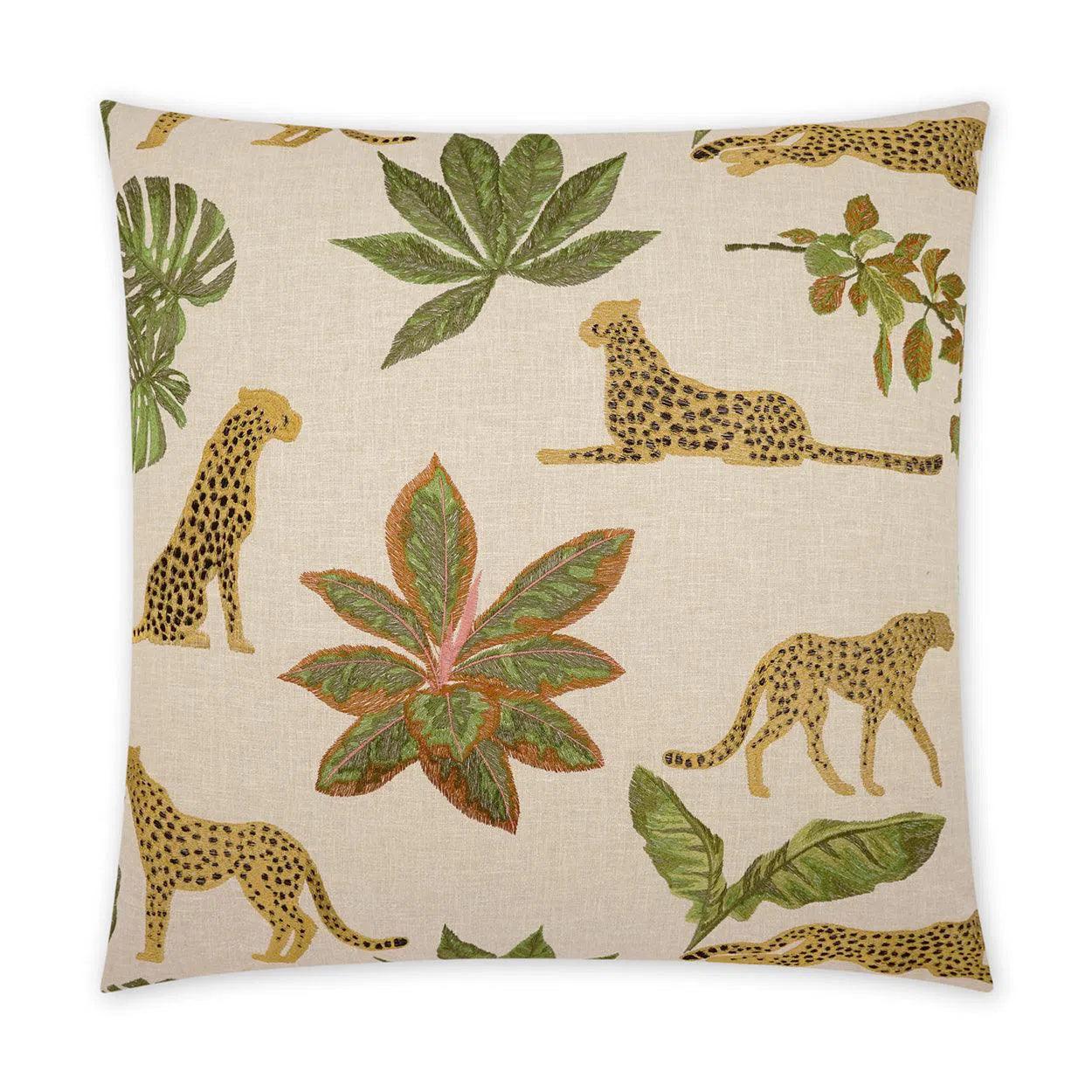 Verdant Ivory Animal Tan Taupe Large Throw Pillow With Insert