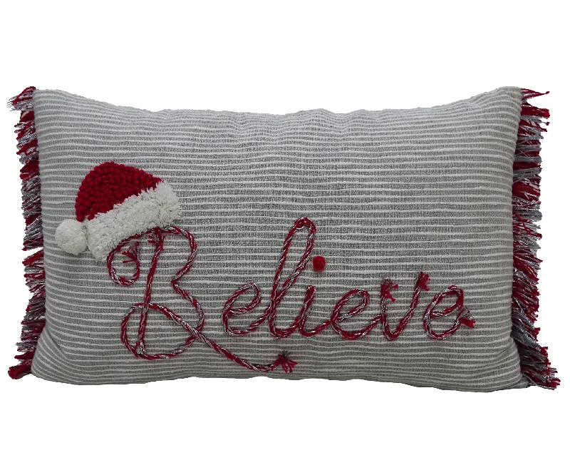 Vibhsa 14"x 24" Christmas Pillow for Holidays-Believe