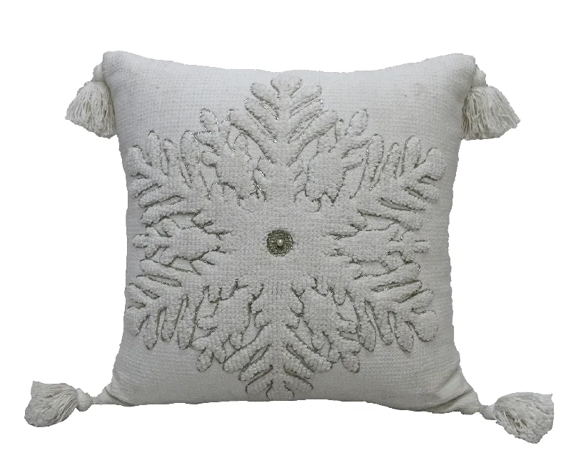 Vibhsa 20"x20" Christmas Snowflake Throw Pillow