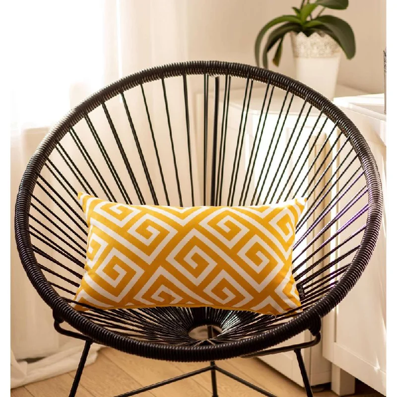 Yellow Greek Key Pattern Lumbar Throw Pillow