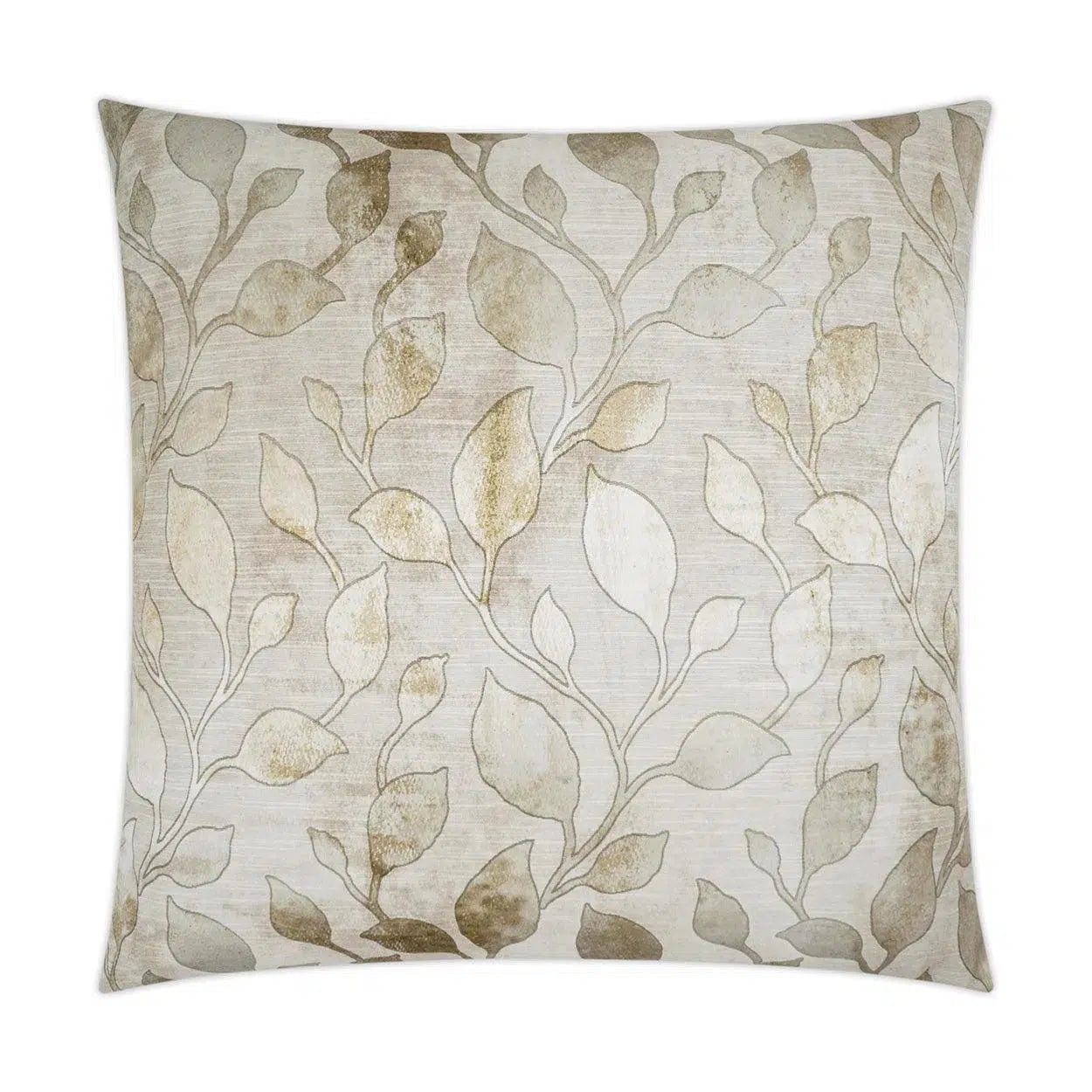 Zafra Glam Floral Gold Tan Taupe Large Throw Pillow With Insert