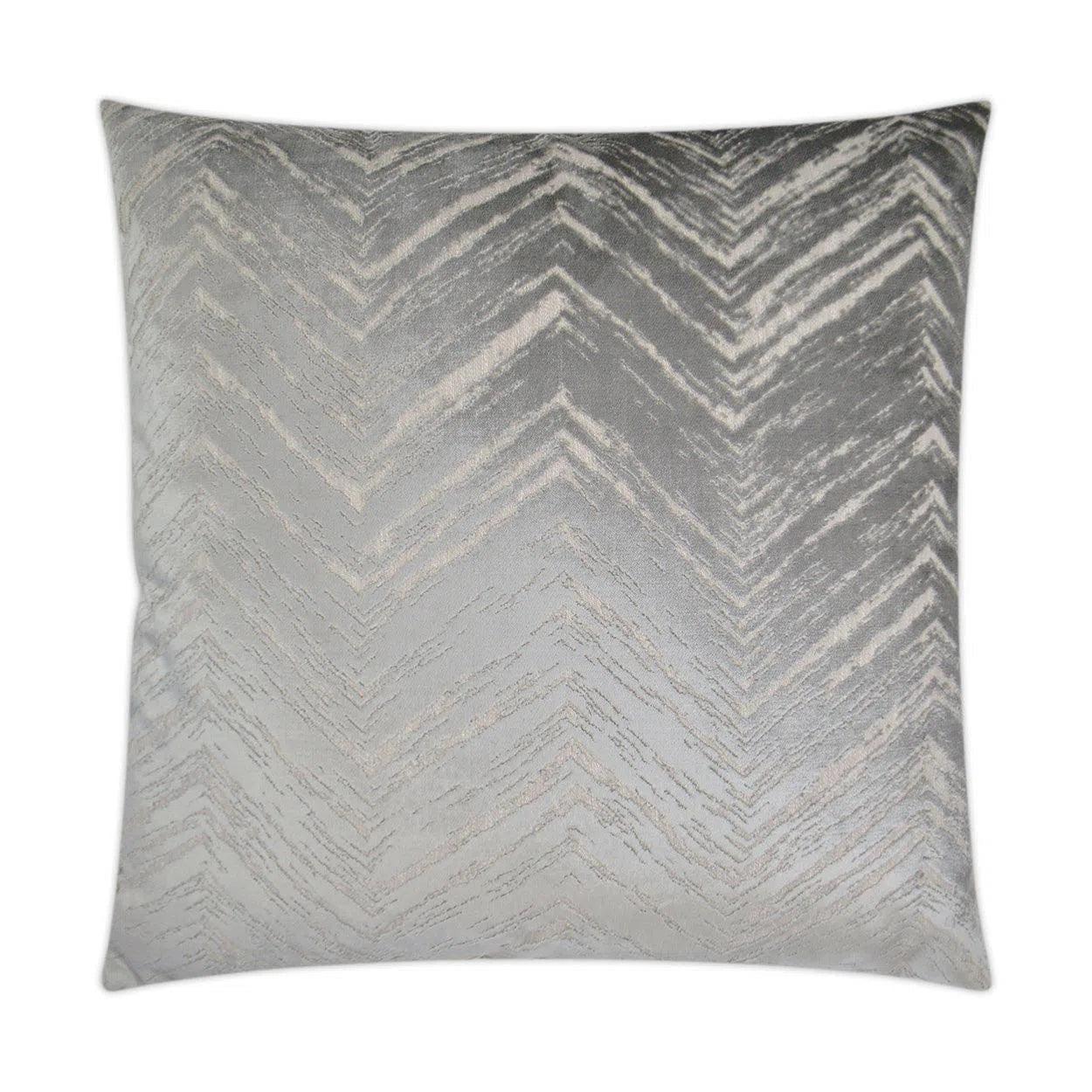 Zermatt Silver Chevron Silver Large Throw Pillow With Insert