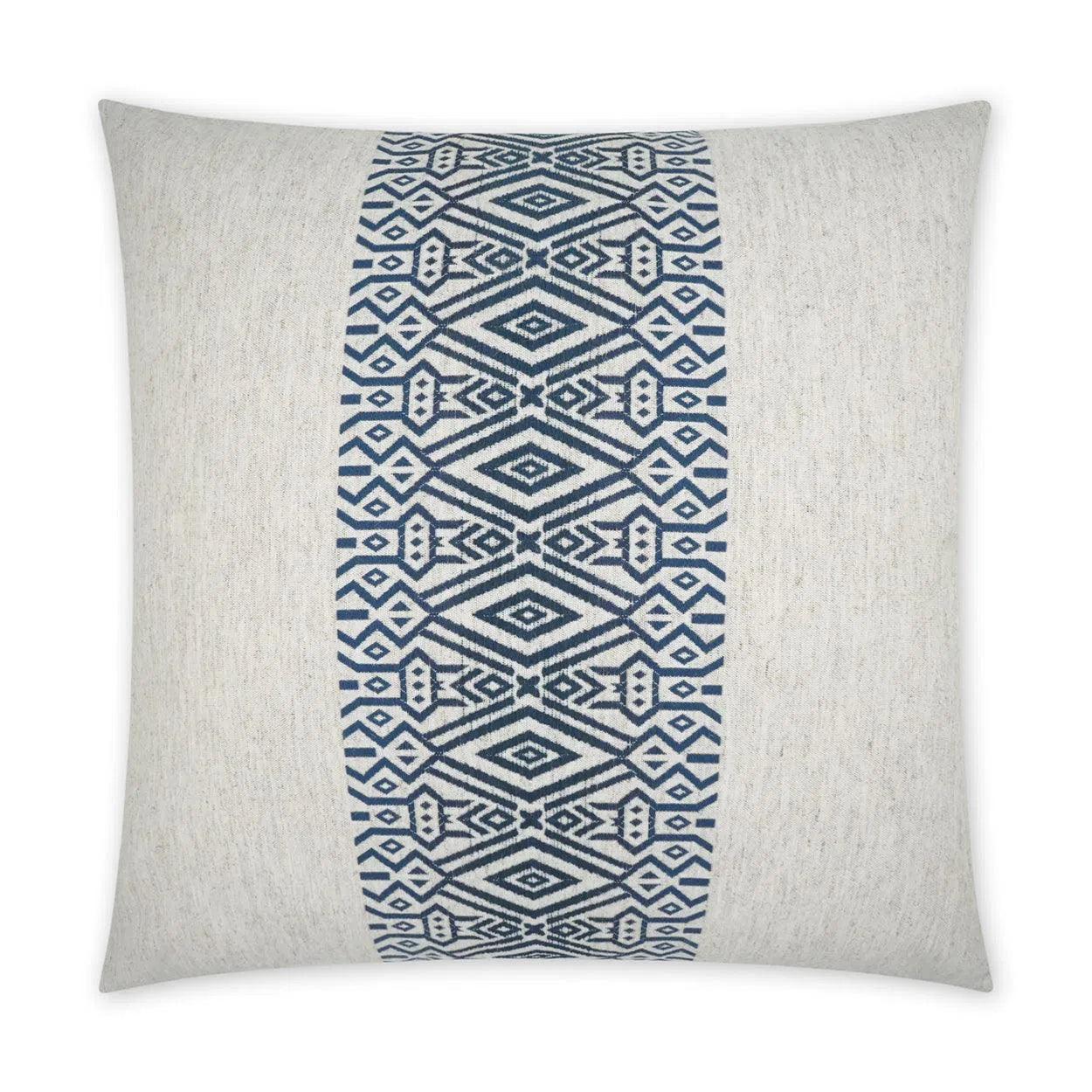 Zinga Indigo Embroidery Band Navy Large Throw Pillow With Insert