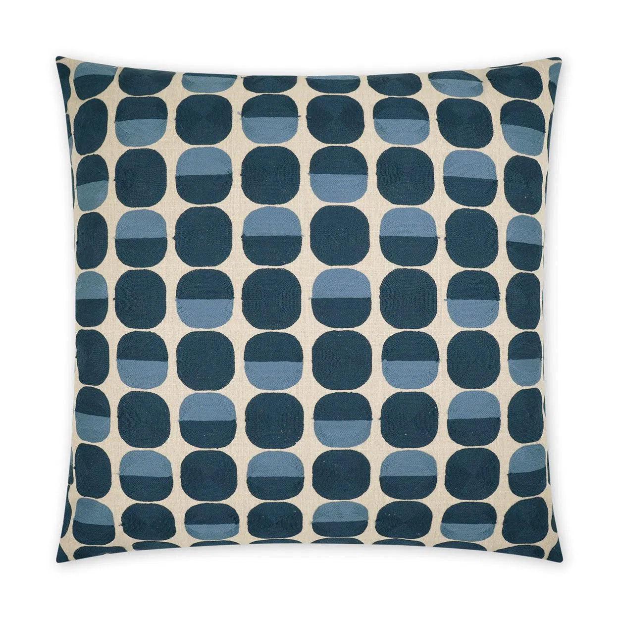 Zuri Prussian Circular Dots Blue Large Throw Pillow With Insert